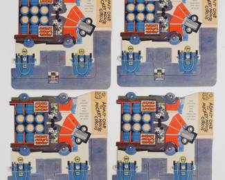 Vintage 4 Piece Lionel Disney Mickey Mouse Circus Train Cardboard Car and Gas Pumps