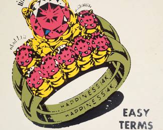 c1970s Pop Art The Darling Brothers "Easy Terms" 14K Gold Ring Poster