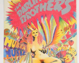 Vintage c1970 Psychedelic Pop Art Original Drawing "The Darling Brothers"