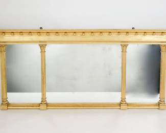 Antique Federal Giltwood Gesso Fluted Column Motif Mirror w Orig Gilding