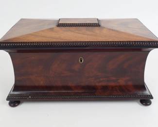 Antique Early 19c English Regency Mahogany Tea Caddy