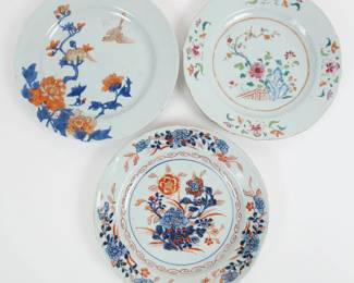 Antique 3 Chinese Export Porcelain Plates incl Birds and Flowers