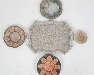 Vintage Lot of 5 Bouck White Helderberg Pottery Plates, Tray