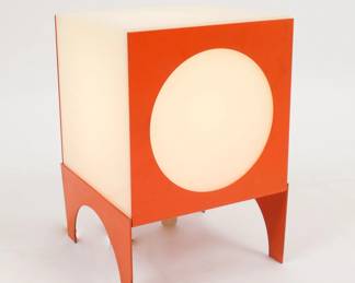 Vintage Swiss Space Age Mod Pop Red Cube Table Lamp by Chris Moor for Bag Turgi