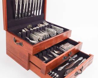 Vintage Cased Wallace Grande Baroque Sterling Silver Service for 8, 106 Pieces