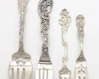 Antique Lot 4 Sterling Silver Forks incl Mermod Jaccard's, Francis I, Gorham, Th Marthinsen