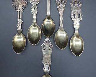 Vintage Lot 6 Denmark Michelsen Sterling Silver Enamel Christmas Spoon 1912 1914 1919 1923 1926 1931