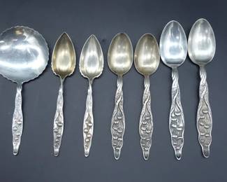 Antique Whiting Lily of the Valley Sterling Silver 6 Spoons and Bon Bon Spoon