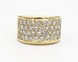 Vintage 18K Gold 1.5+cts Pave Diamond Ring Size 4.5