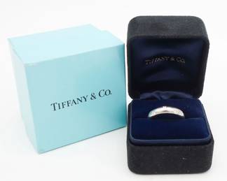 Tiffany Co Etoile Platinum Diamond Wedding Band Ring w Case, Box