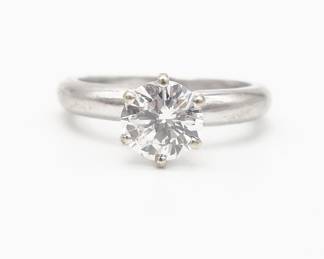 Vintage Platinum EGL Certified Round Brilliant Cut 1.02ct Diamond Solitaire Ring