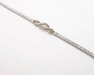 Vintage Art Deco 14K White Gold Diamond Line Bracelet