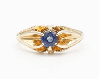 Vintage 14K Gold Cornflower Blue Sapphire Ring in H Stern Box