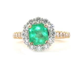 DIAMOND AND EMERALD RING