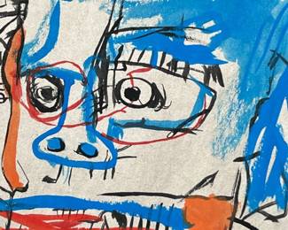 Mixed Media on Vintage Paper after Basquait