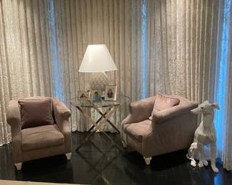 Pair of Upholstered Club Chairs in Ultra Suede