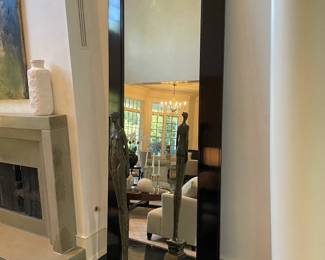 Pair of Large Black Lacquer Mirrors