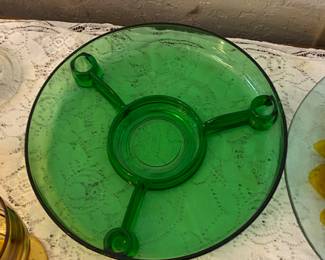 Vintage Green Glass Plate