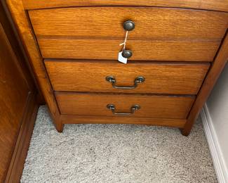 Night stand matches high boy bed