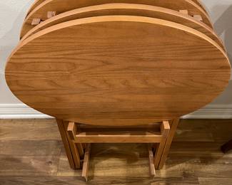Wooden TV trays set of 4 on stand 