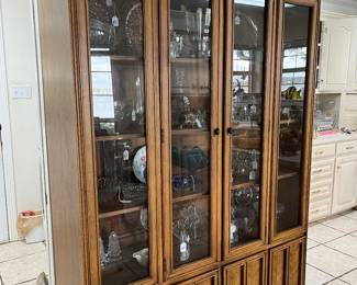 Mid century hutch full of crystal 