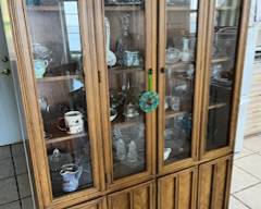 Mid-Century Hutch and full of beautiful crystal 