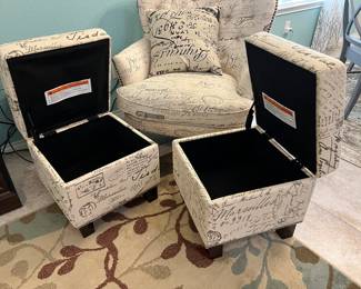 Chair with matching ottomans