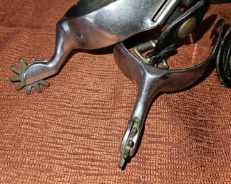 Vintage handmade Roy Robinson steel spurs & straps