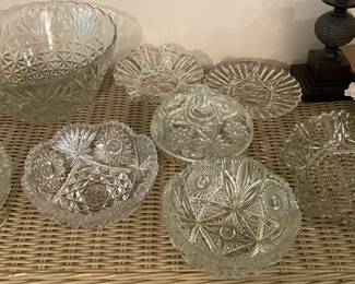 Lots of Early American Pressed Glass EAPG, Indiana Glass , Anchor Hocking, Princess Glass, and other vintage glass collectible pieces!