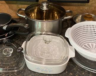 Lots of kitchen items including pots, pans, and more