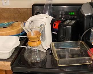 Lots of kitchen items including a Keurig, blender, hot water kettle, anchor hocking pieces  and more!