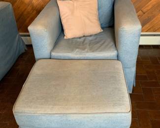 Loren Mitchell Denim Chair & Ottoman
