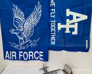  Air Force Flags, Chapel, & C130 Model Plane
