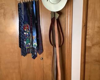 Wards Cowboy Hat, Stetson and Coors Belt Buckles