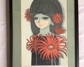 Vintage Shuzo Ikeda "Gerbera" Limited Edition Print