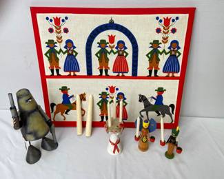 Vintage Erzgebirge Expertic & St. Lucia Swedish Wooden Candleholders, and More
