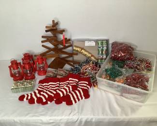 New Lanterns, Stockings, Wood Christmas Tree, Beads and More.

