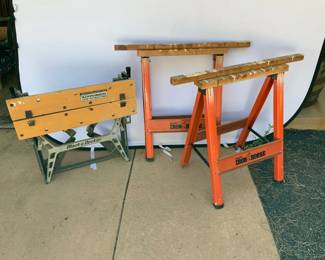 Hirsh Iron Horse Sawhorses, Black & Decker Deluxe Workmate Table