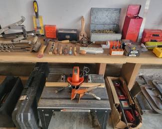Router Table, New 2 Ton Jack, Dewalt Sawsall.