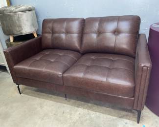 Modern Leather Loveseat