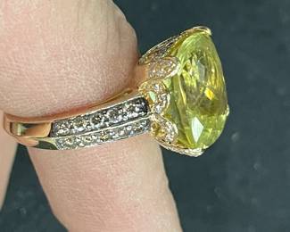 LeVian Lemon Quartz and Diamond Ring in 14 karat Gold Orlando Auction