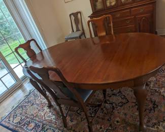 Beautiful dining room set.  Think about removing top of china cabinet and just using storage base underneath!