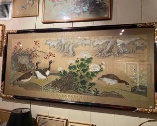 Large hand-painted silk