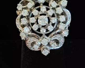 Diamond cocktail ring, Victorian w/ a later band. A real beauty you must see!