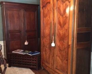 Large armoir w/ bookmatching veneer on the doors, modified for media 