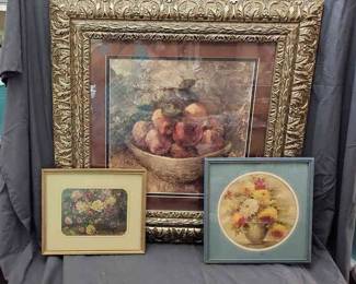 2 Vintage Floral Large Modern Fruit Pictures
