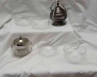 2 Vintage Glass Condiment Jars Other Serveware