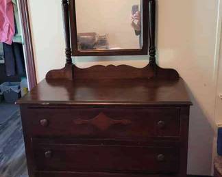 Antique Dresser W Mirror Solid Wood Not Veneered 