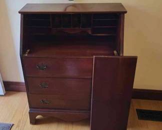 Antique Secretary Desk W 3 Drawers