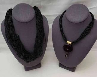 Bold Black Mini Bead Necklaces 
